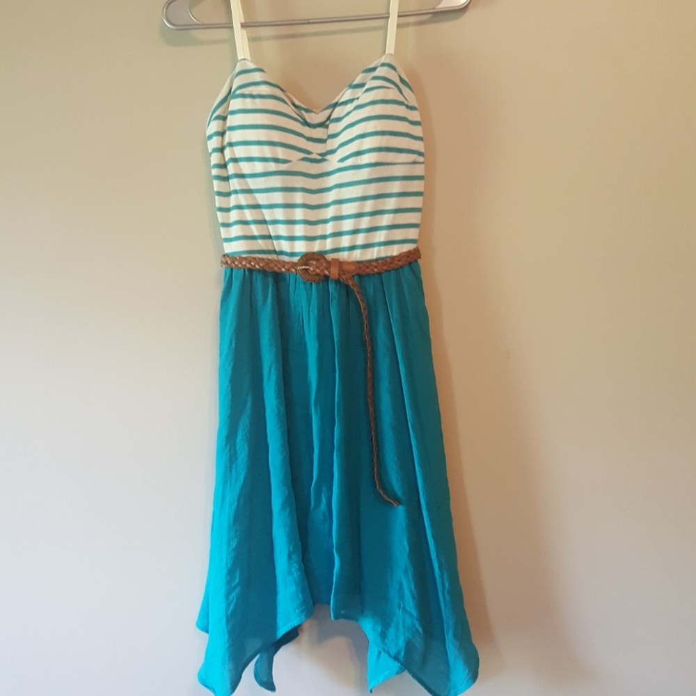 Teal fit and flare summer dress